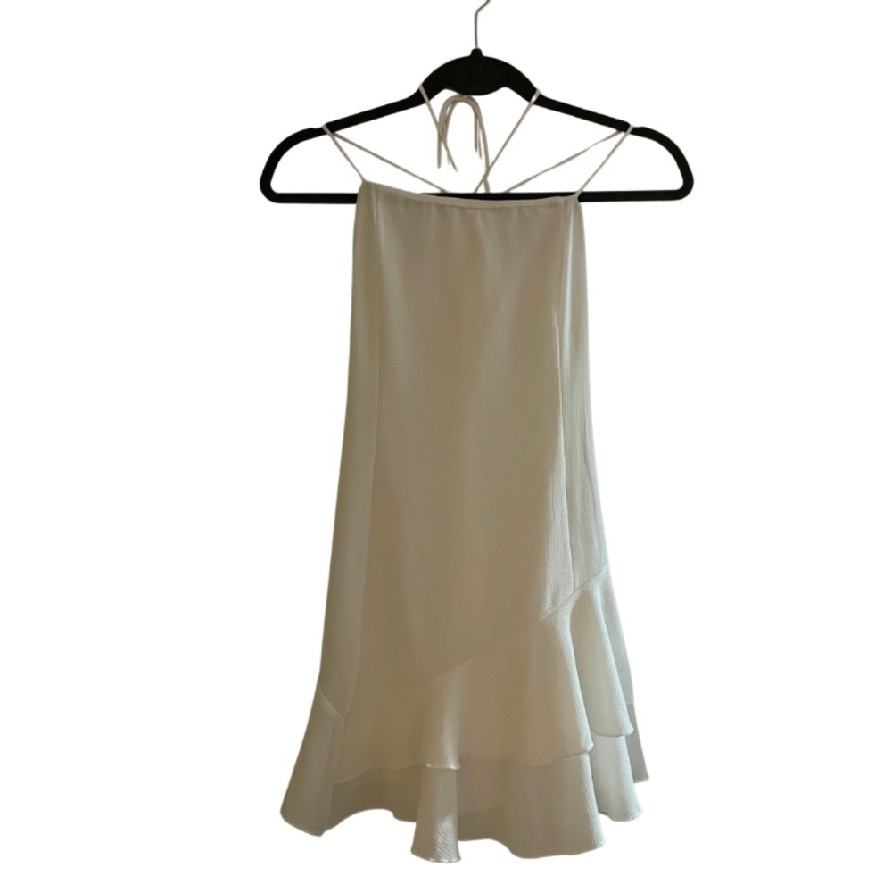 Lucy in the Sky Asymmetric Frill Dress in Vanilla, NWOT Size L